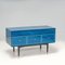 Mid-Century Modern Chest of Drawers in Blue Gloss with Brass Trim, 1960s 2