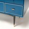 Mid-Century Modern Chest of Drawers in Blue Gloss with Brass Trim, 1960s 11