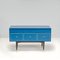 Mid-Century Modern Chest of Drawers in Blue Gloss with Brass Trim, 1960s 10