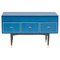 Mid-Century Modern Chest of Drawers in Blue Gloss with Brass Trim, 1960s, Image 1