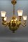 Lampadario Art Déco in bronzo e vetro satinato, 1920, Immagine 2