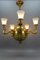 Lampadario Art Déco in bronzo e vetro satinato, 1920, Immagine 4