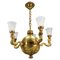 Lampadario Art Déco in bronzo e vetro satinato, 1920, Immagine 1