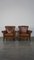 English Leather Armchairs with High Back, Set of 2 1
