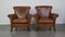 English Leather Armchairs with High Back, Set of 2 2