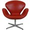 Arne Jacobsen Swan Chair in Red Aura Leather, 2000s 1