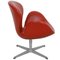 Arne Jacobsen Swan Chair in Red Aura Leather, 2000s 2