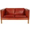 2 Seater 2332 Sofa in Indian Red Aniline Leather from Børge Mogensen 1