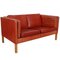 2-Sitzer 2332 Sofa aus indisch rotem Anilinleder von Børge Mogensen 6
