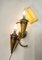 Lámpara de pared austriaca de bronce dorado con velas de vidrio, años 50, Imagen 7