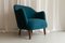 Danish Modern Easy Chair in Teal Blue, 1950s, Image 2