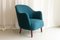 Danish Modern Easy Chair in Teal Blue, 1950s, Image 1