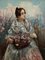 L. Rubia, Junge Frau mit Schal und Blumenkorb, Öl auf Leinwand, 1920er 2