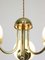 Lámpara de araña italiana vintage de metal opalino en color dorado, años 70, Imagen 8