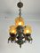 Mid-Century Brutalist Iron and Glass Chandelier, 1960s 9