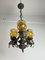 Mid-Century Brutalist Iron and Glass Chandelier, 1960s 7