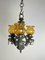 Mid-Century Brutalist Iron and Glass Chandelier, 1960s 6