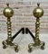18th American Chippendale Style Brass Cannonball Andiron Firedog with Log Stops, Set of 2 2