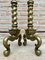 18th American Chippendale Style Brass Cannonball Andiron Firedog with Log Stops, Set of 2 5