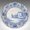 Large Belgian Ceramic Serving Plate in Blue & White, 1920s 3