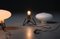 Lampes de Bureau Ufo Futurism en Opaline de Stilnovo, 1950s, Set de 2 4