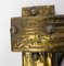 20th Mid-CenturySpanish Wall Mirror Lin aminated Brass & Wrought Iron Frame, 1960s 4
