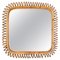Mid-Century French Riviera Bamboo and Spiral Rattan Wall Mirror, 1960s 1