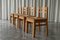 Mid-Century Belgian Modernist Dining Chairs in Oak and Straw, 1960s, Set of 4 2