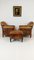 Leather Armchairs with Pouf, Set of 3 8
