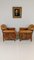 Leather Armchairs with Pouf, Set of 3 11