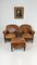 Leather Armchairs with Pouf, Set of 3 1