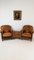 Leather Armchairs with Pouf, Set of 3 6
