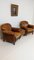 Leather Armchairs with Pouf, Set of 3 2