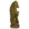 Mossy and Patinated Cast Stone Lion with Shield Garden Statue, 1920s, Image 1
