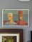 Figuras con sombreros, pintura al óleo, años 50, enmarcado, Imagen 4