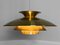 Large Pendant Light with Golden Finish from Jeka Metaltryk, Denmark, 1970s, Image 6
