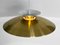 Large Pendant Light with Golden Finish from Jeka Metaltryk, Denmark, 1970s 4