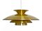 Large Pendant Light with Golden Finish from Jeka Metaltryk, Denmark, 1970s, Image 8