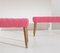 Vintage Bench in Pink Fabric, 1950s, Set of 2 2