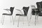 Modell 3207 Stühle mit schwarzem Kvadrat Bezug von Arne Jacobsen für Fritz Hansen, Dänemark, 1996, 4 . Set 11