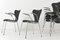 Sedie modello 3207 con rivestimento Kvadrat nero di Arne Jacobsen per Fritz Hansen, Danimarca, 1996, set di 8, Immagine 11