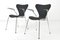 Model 3207 Chairs in Black Kvadrat Upholstery by Arne Jacobsen for Fritz Hansen, Denmark, 1996, Set of 8 8