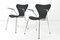 Modell 3207 Stühle mit schwarzem Kvadrat Bezug von Arne Jacobsen für Fritz Hansen, Dänemark, 1996, 4 . Set 8
