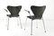 Modell 3207 Stühle mit schwarzem Kvadrat Bezug von Arne Jacobsen für Fritz Hansen, Dänemark, 1996, 8 . Set 7
