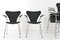 Model 3207 Chairs in Black Kvadrat Upholstery by Arne Jacobsen for Fritz Hansen, Denmark, 1996, Set of 8 10