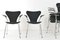 Modell 3207 Stühle mit schwarzem Kvadrat Bezug von Arne Jacobsen für Fritz Hansen, Dänemark, 1996, 4 . Set 10