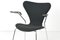 Model 3207 Chairs in Black Kvadrat Upholstery by Arne Jacobsen for Fritz Hansen, Denmark, 1996, Set of 8 4
