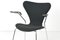 Modell 3207 Stühle mit schwarzem Kvadrat Bezug von Arne Jacobsen für Fritz Hansen, Dänemark, 1996, 4 . Set 4