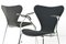 Modell 3207 Stühle mit schwarzem Kvadrat Bezug von Arne Jacobsen für Fritz Hansen, Dänemark, 1996, 8 . Set 5