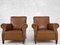 Club Chairs in Wood and Imitation Leather, Set of 2 1